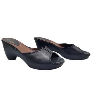 Cole Haan Nike Air Lia Black Leather Open-Toe Heels Women's 10 Made in Brazil